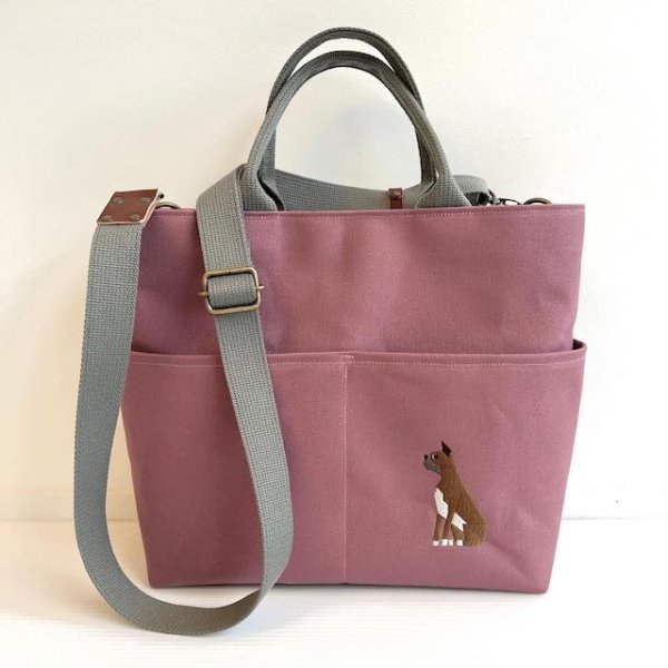 画像4: 犬猫刺繍ダブルポッケトートB（ショルダーあり）＜各犬種＞【R-11】 (4)