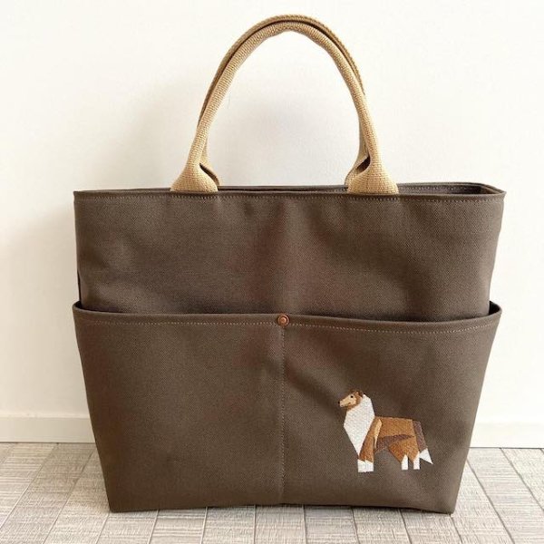 画像1: 犬猫刺繍ダブルポッケトートA（ショルダーなし）＜各犬種＞【R-11】 (1)